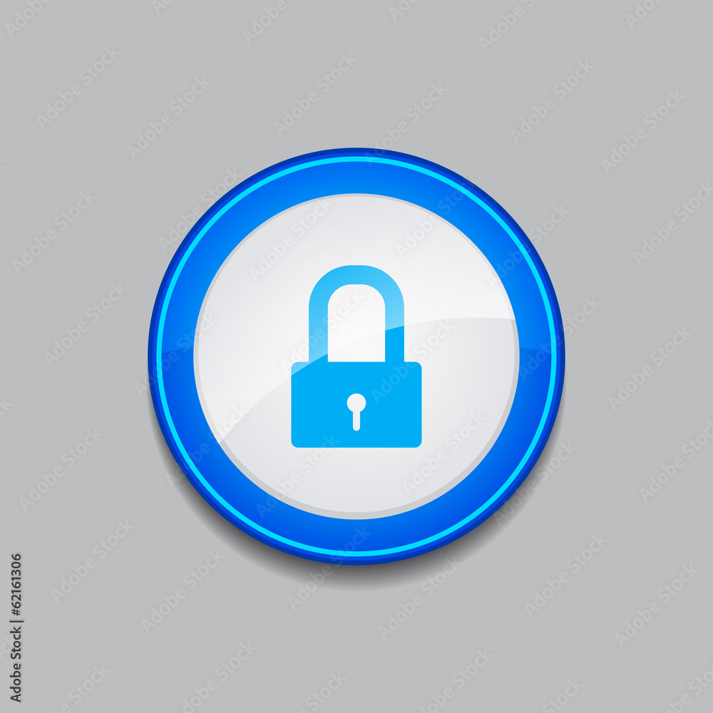 Protected Circular Blue Vector Web Button Icon Protected Circular Blue Vector Web Button Icon