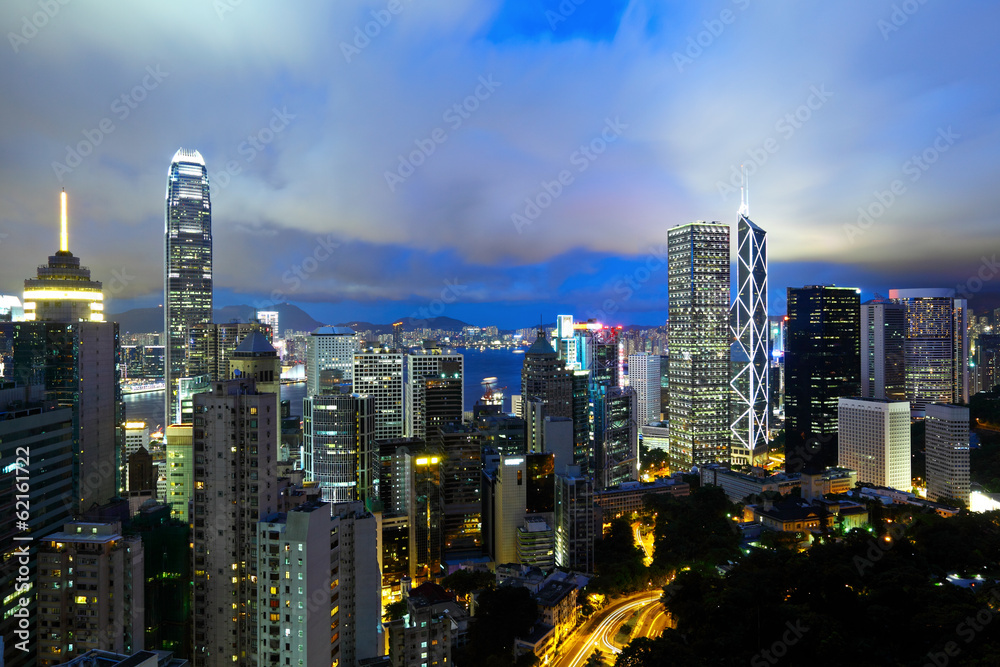 Obraz premium Hong Kong skyline at night