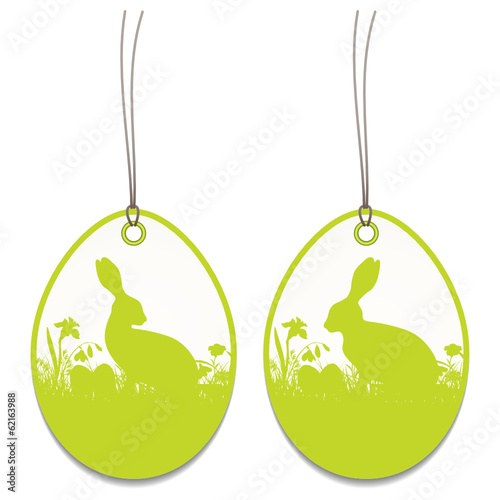 2 Hangtags Easter Bunny Meadow Green