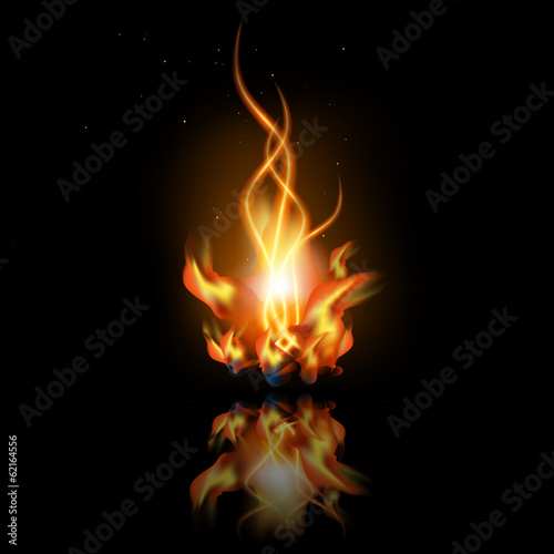 fire with reflection