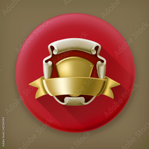 Ancient coat of arms, long shadow vector icon