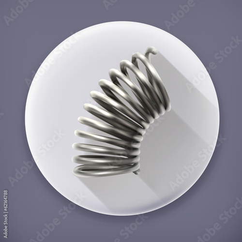Elastic metal spring long shadow vector icon