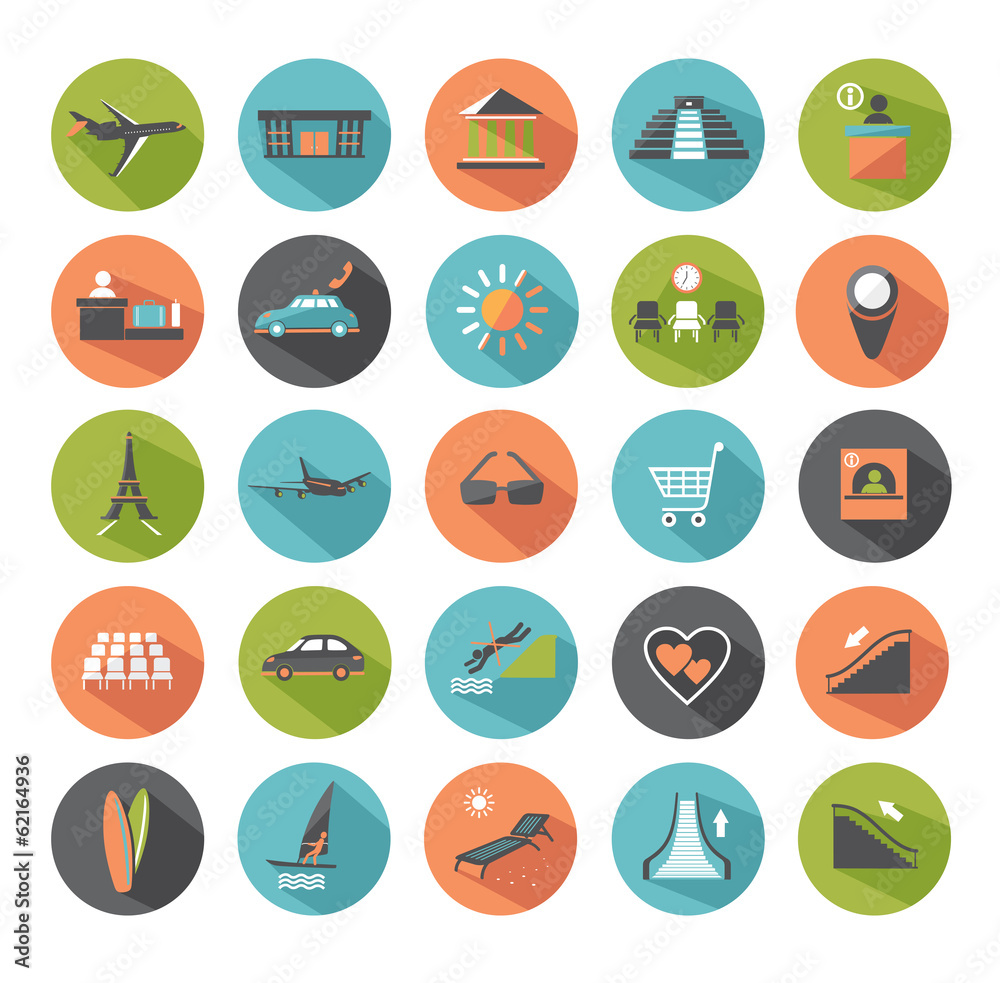 Set of modern flat icons. Travel. Set of modern flat icons. Travel.