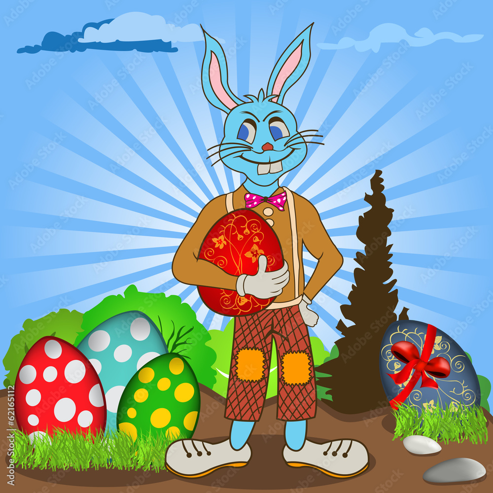 Fototapeta Easter bunny with eggs