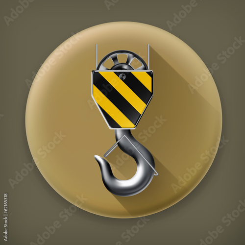Lifting hook long shadow vector icon