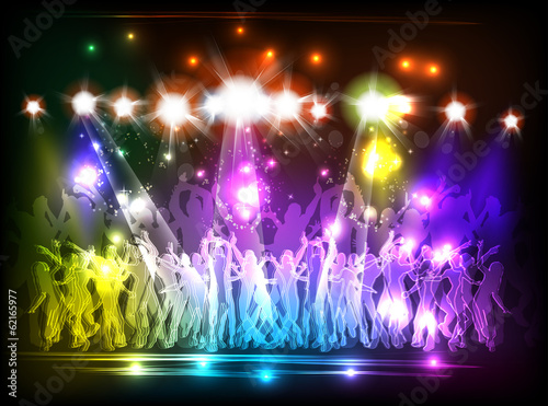 Light Club party and people dance