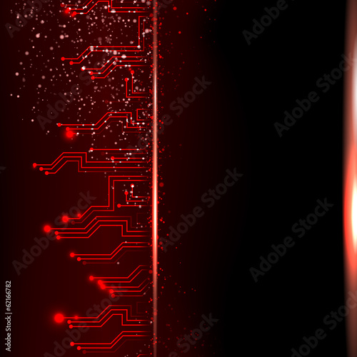 Circuit background with light effect. Vector illustration.