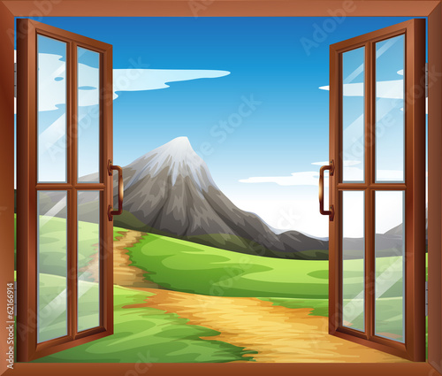 An open window across the mountain