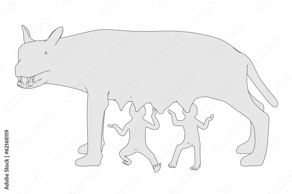 cartoon image of roman wolf