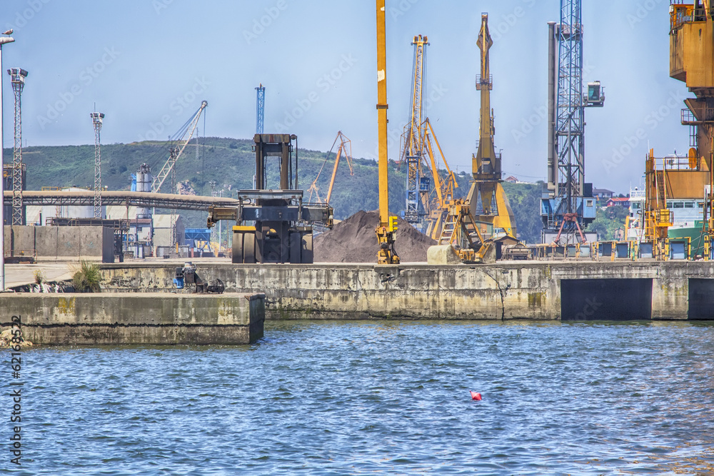 Fototapeta premium huge cranes of a charging port for ships