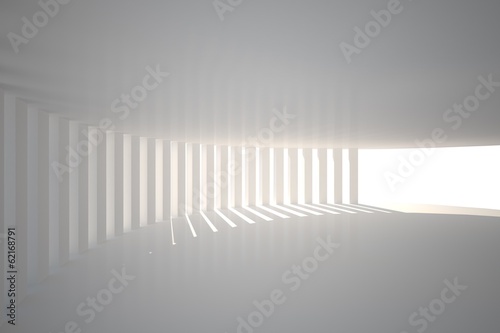 Curved white room with light