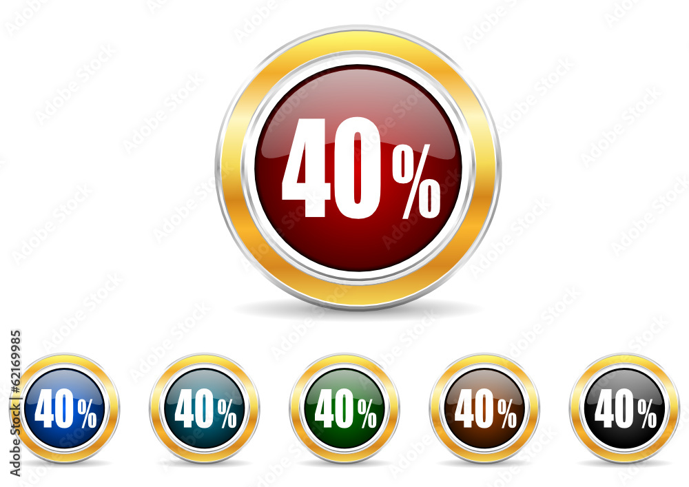 40 percent icon vector set