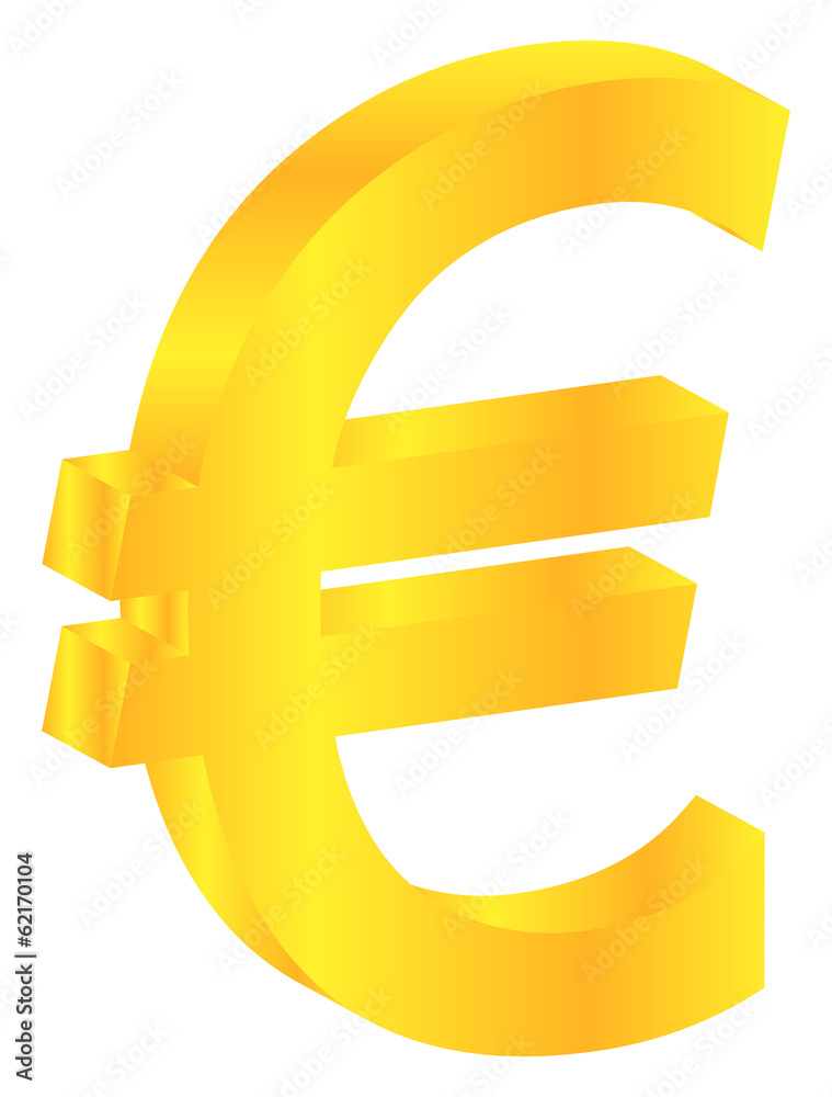Obraz premium Euro Gold Currency Sign Isolated On White