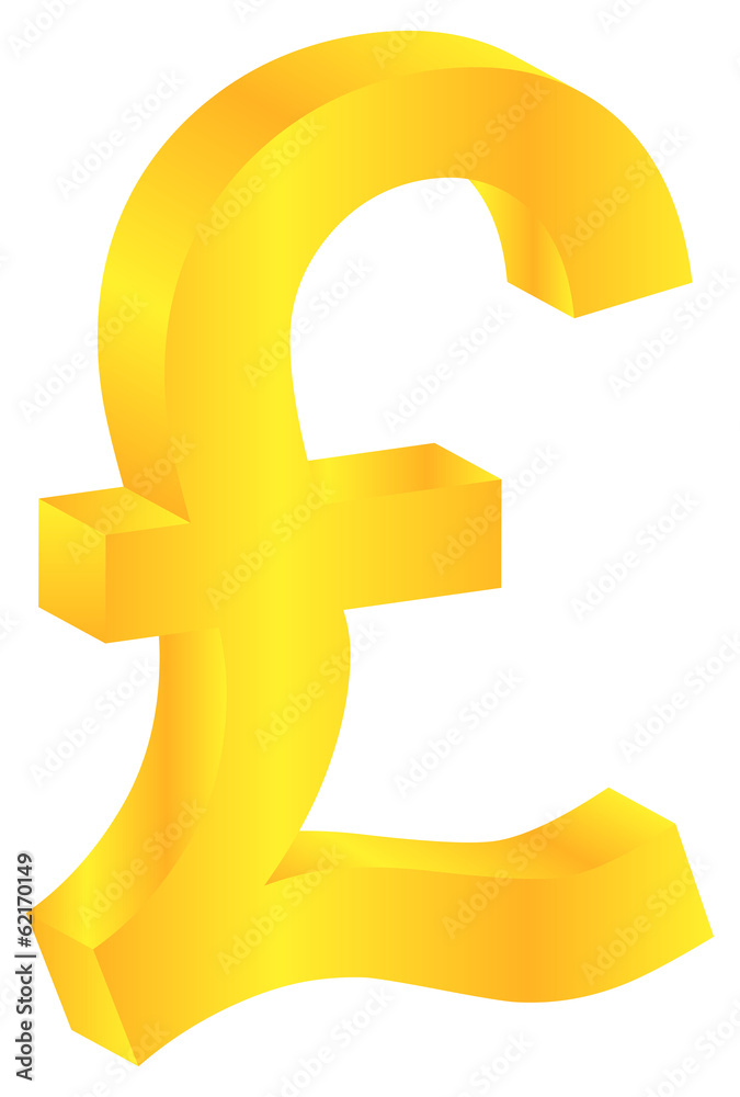 British Pound Gold Currency Sign Isolated On White British Pound Gold Currency Sign Isolated On White