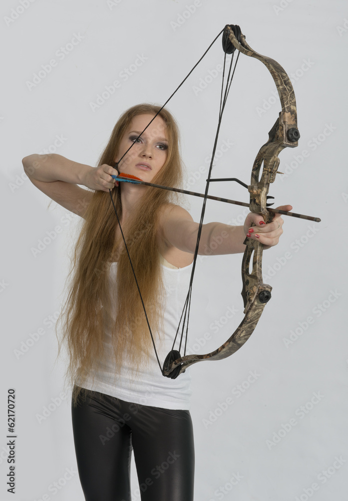 Young girl with bow and arrow