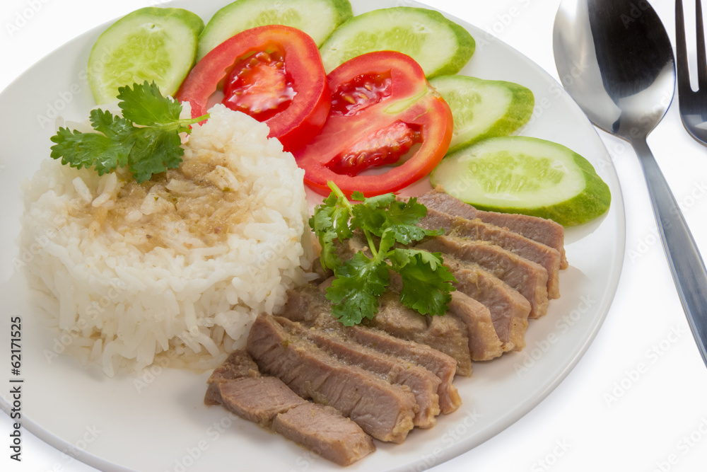 baked pork with jasmine rice