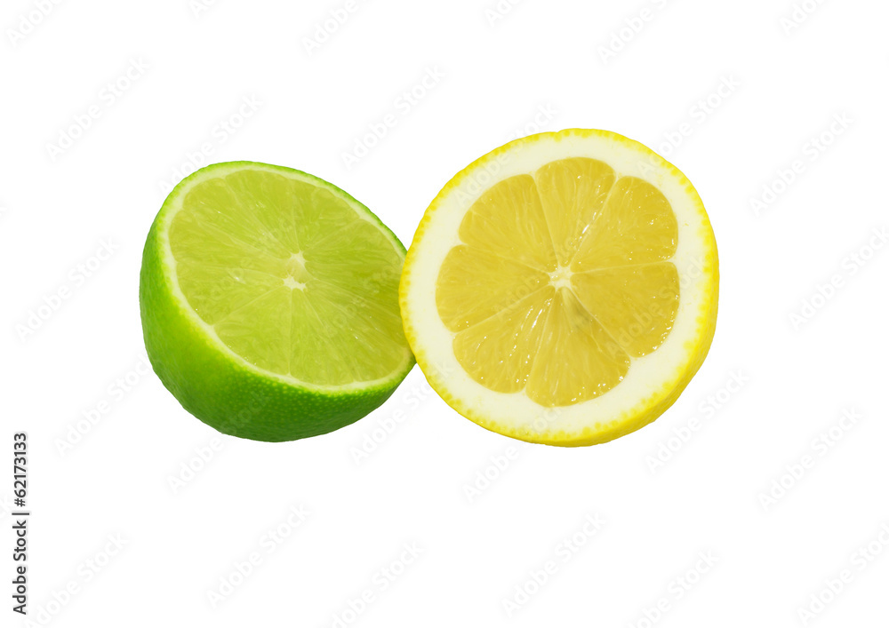 Fresh lime and lemon isolated