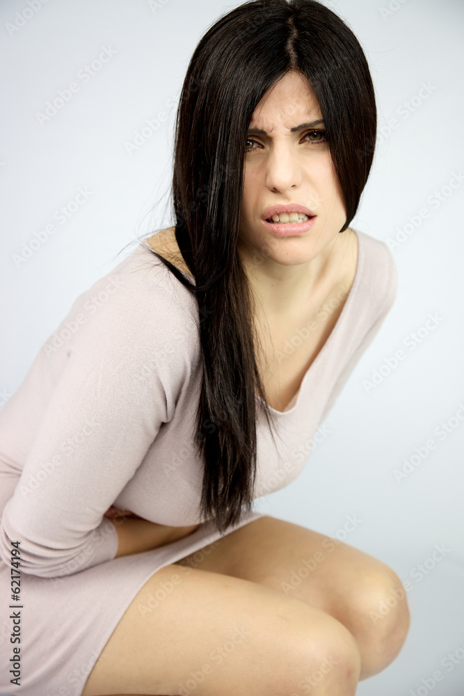 Woman with menstrual problem strong stoma ache Woman with menstrual problem strong stoma ache