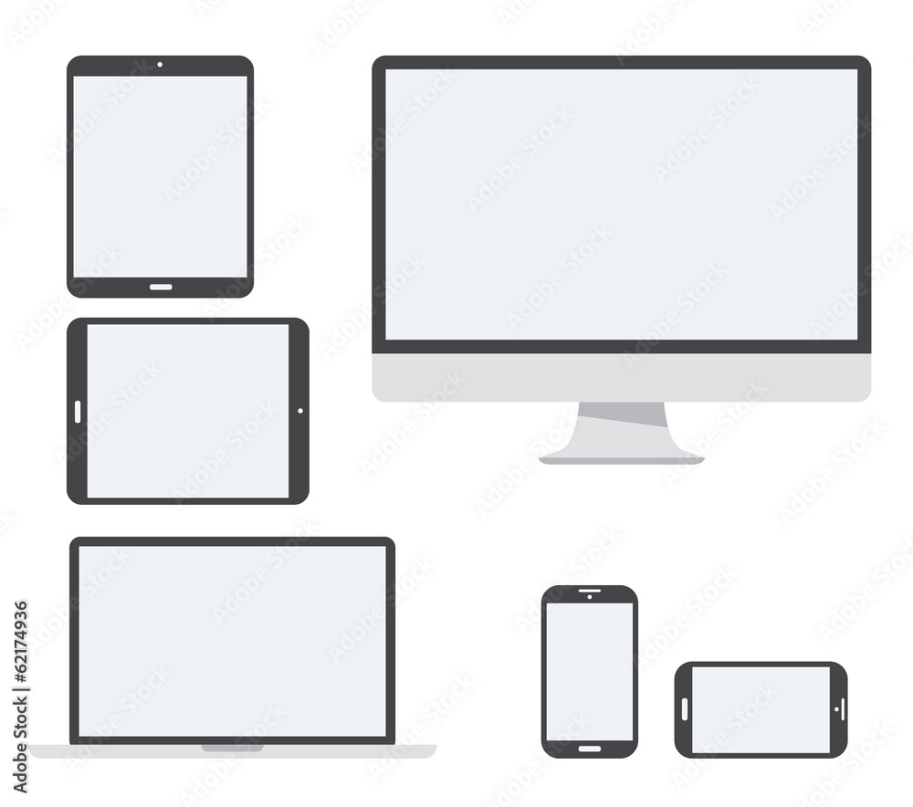 Electronic device vector icon set isolated on white Electronic device vector icon set isolated on white
