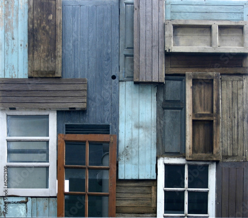 Old door and window for background