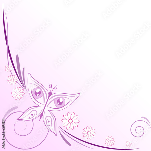 Decorazione farfalla occhi e margherite rosa