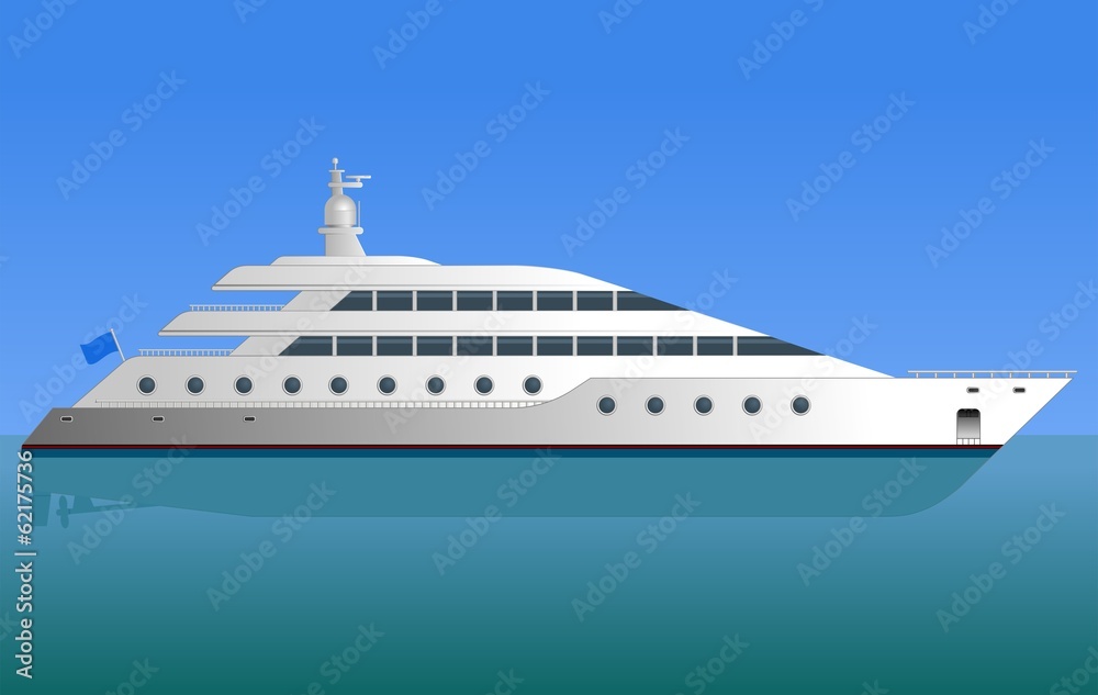 White motor yacht at sea.