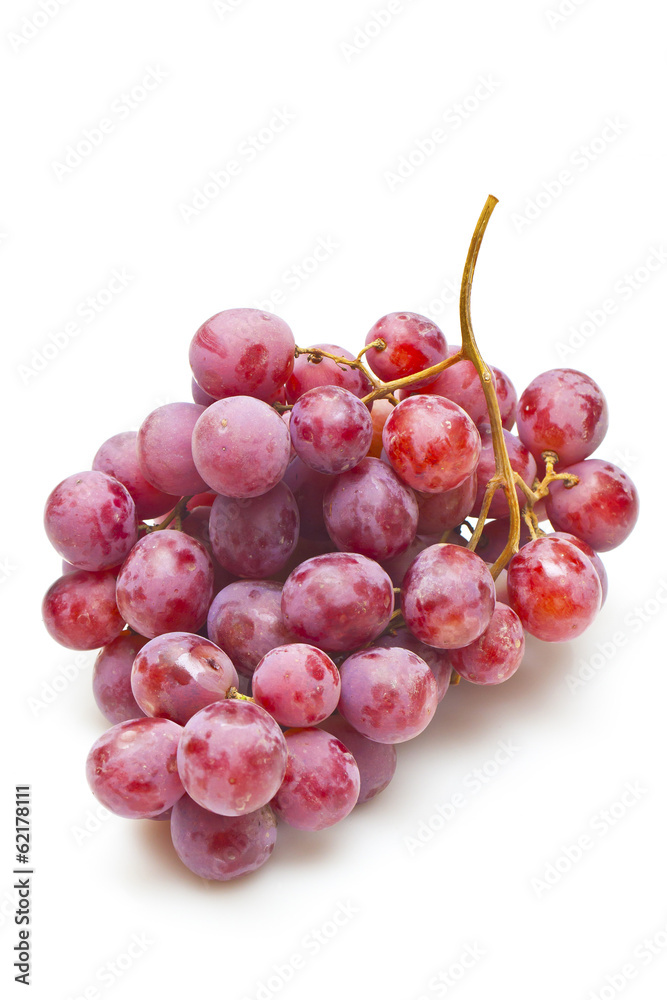 Red grapes isolated on white