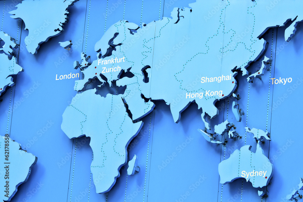 Obraz premium The world map in blue color