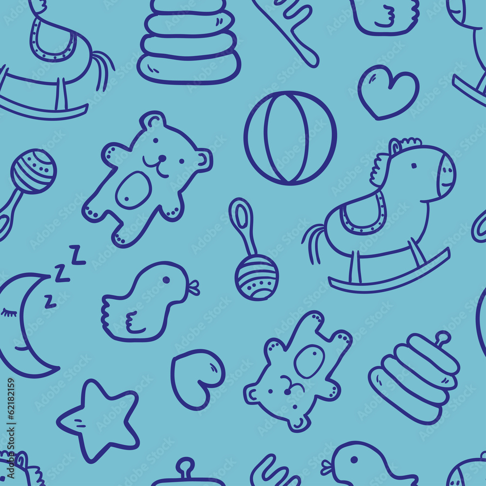 seamless baby pattern with cute cartoon animals