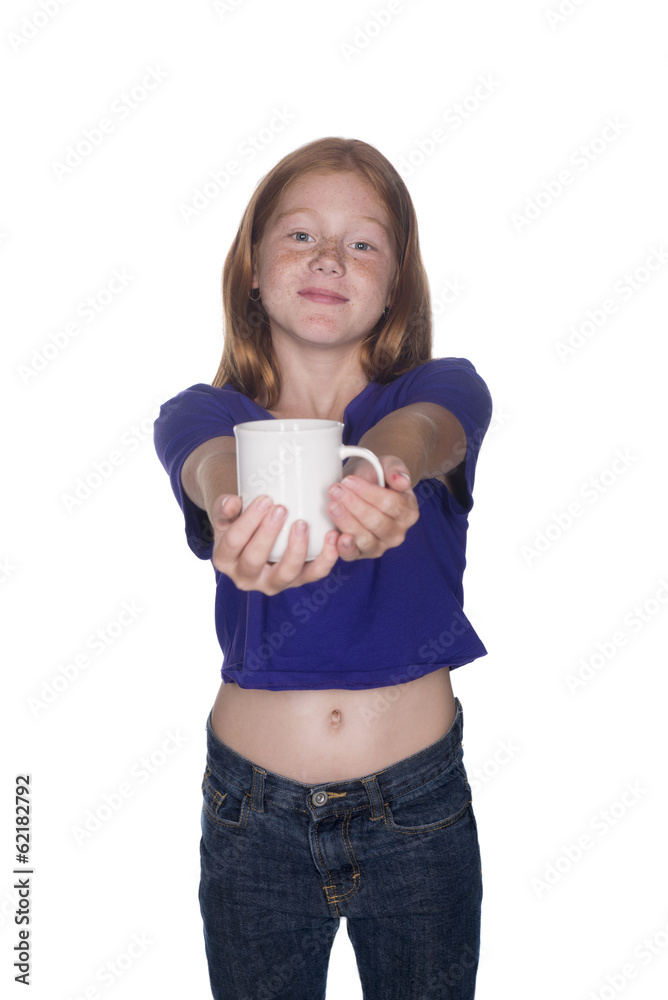 young red head girl with cup young red head girl with cup