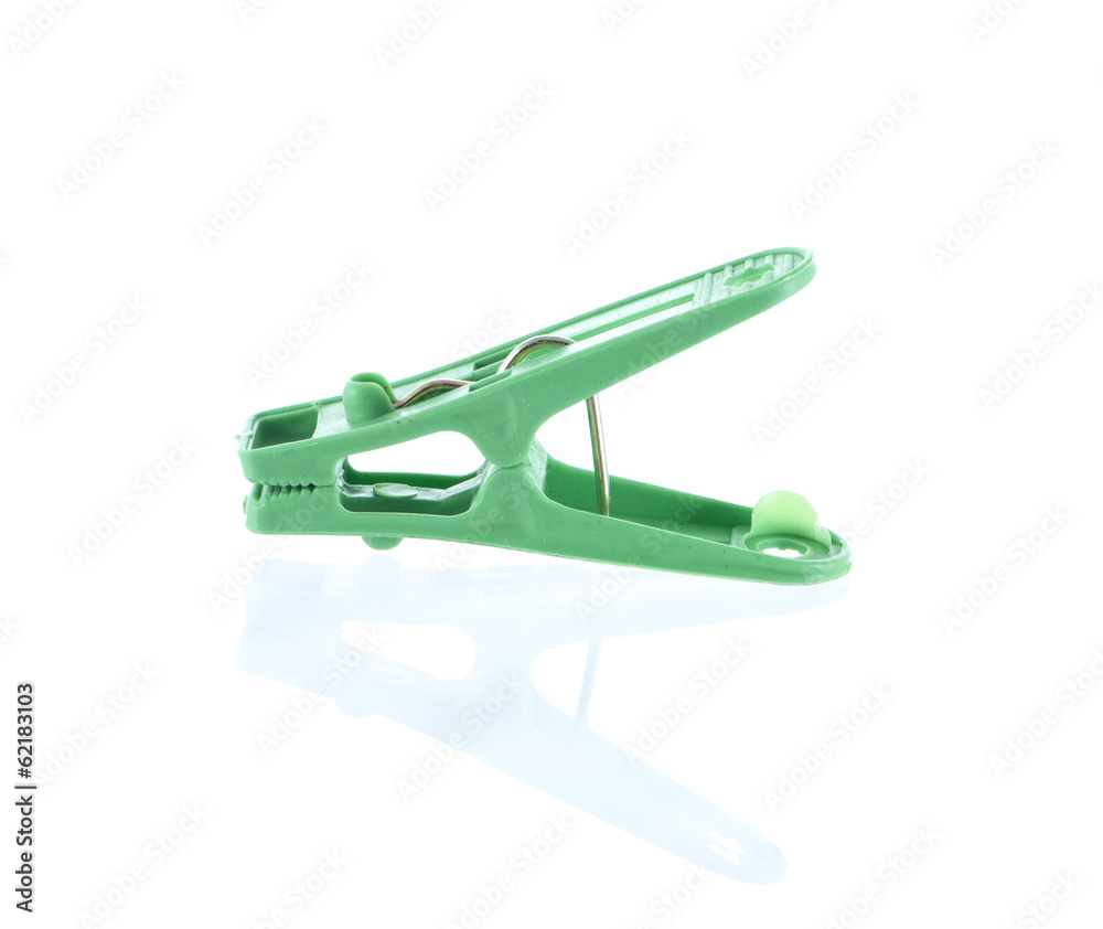 green plastic cloth peg and reflection green plastic cloth peg and reflection