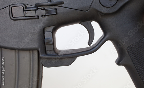 Lower receiver on an assault rifle photo