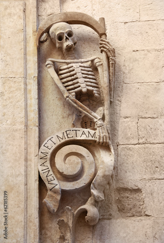 Grim reaper skeleton on Church of Purgatory (1747), Bitonto