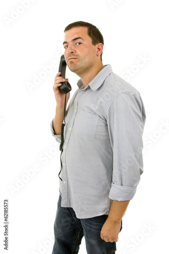 young casual man portrait in a white background