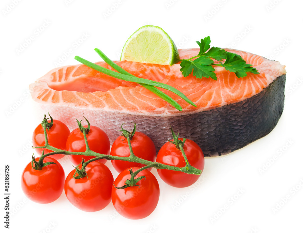 salmon steak with vegetables salmon steak with vegetables