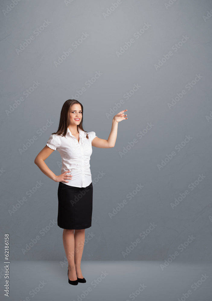 Pretty lady gesturing with copy space