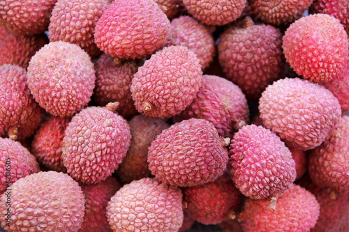 Fresh lychee fruits in full frame