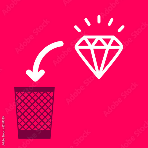 wastebasket and a diamond