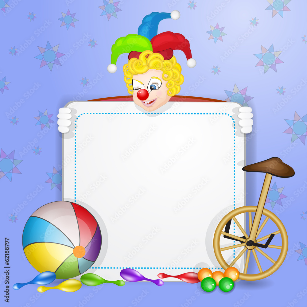Fototapeta premium Clown with ball and unicycle
