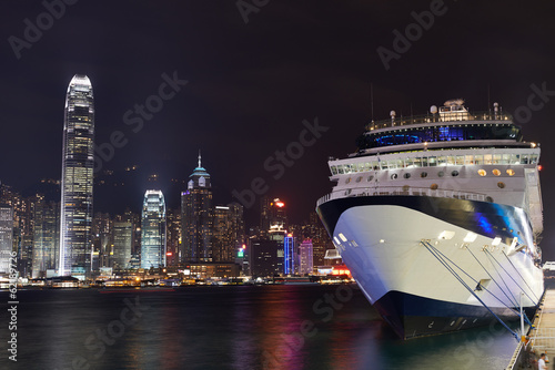 Night view on Hong Kong harbour liner