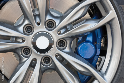 Close up of rims from a sport car