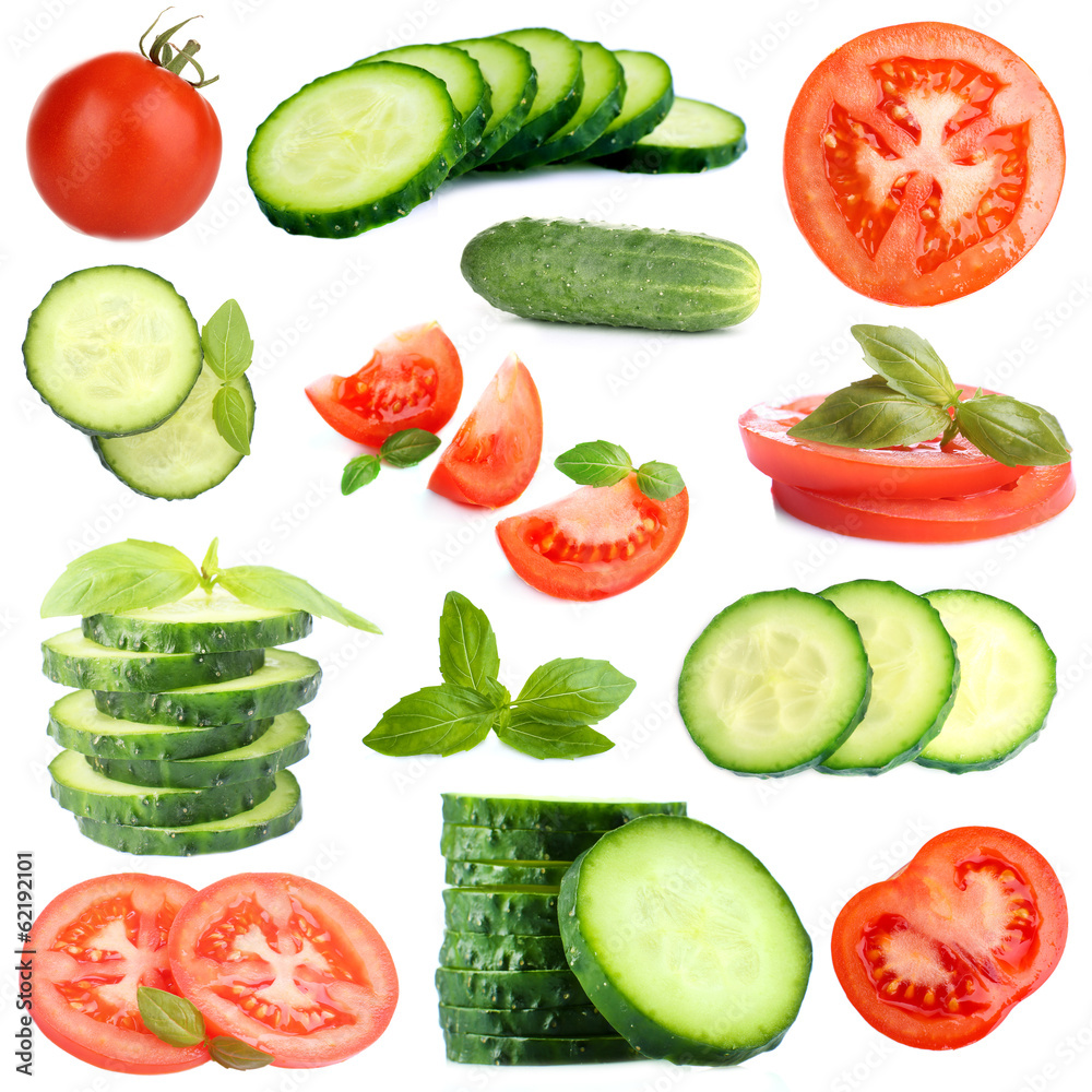 Collage of vegetables isolated on white Collage of vegetables isolated on white