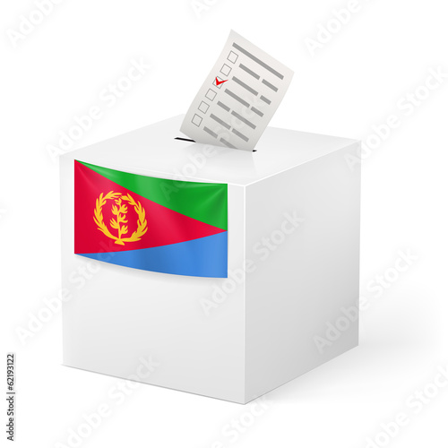 Ballot box with voting paper. Eritrea