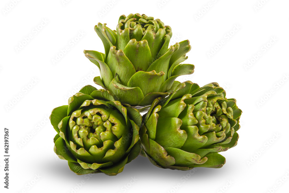 Fototapeta premium Artichokes on isolated on white background