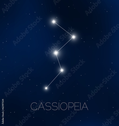 Cassiopeia constellation in night sky