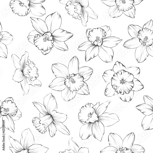 Seamless pattern with flowers narcissus.