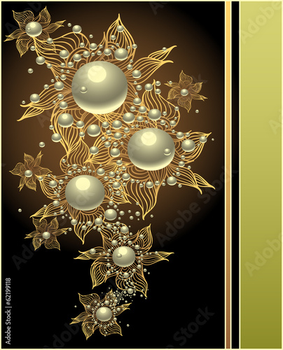 Abstract Background with jewelry and flowers in  gold