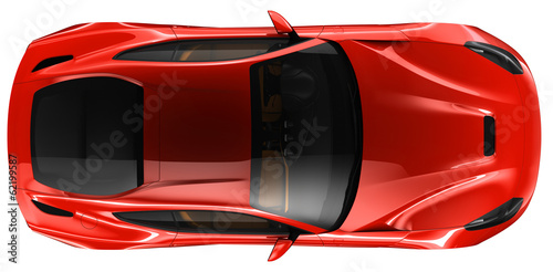 Schilderij op canvas Red coupe - top view