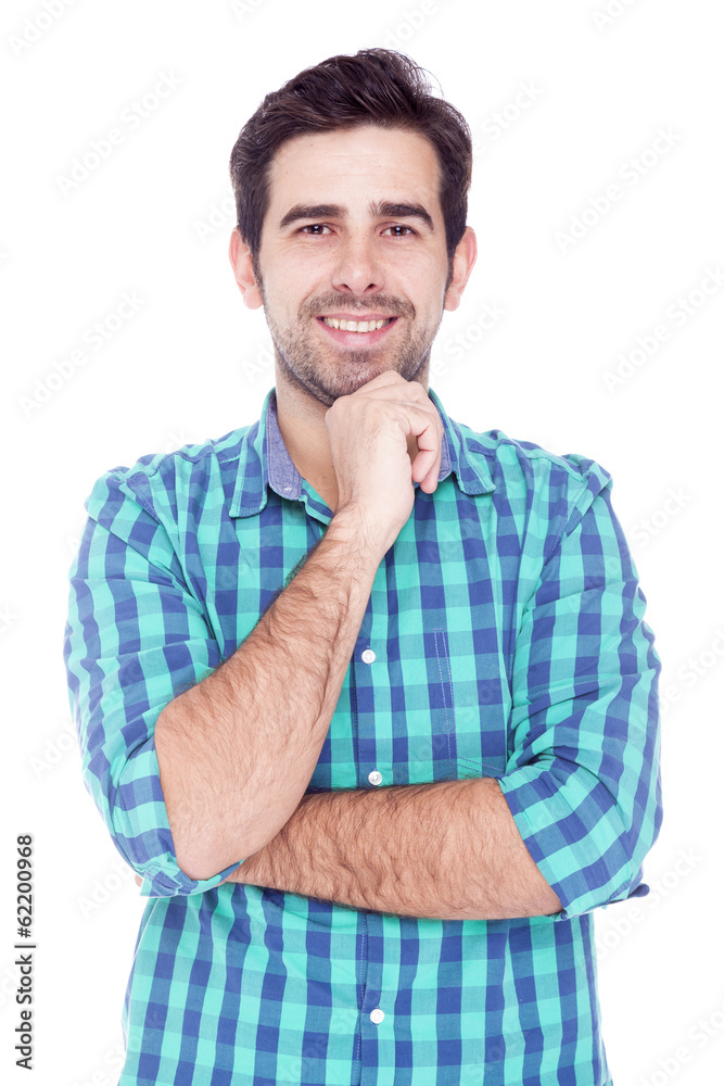 Portrait of a handsome latin man smiling, isolated over a white Portrait of a handsome latin man smiling, isolated over a white