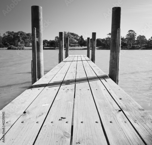 Murray River Jetty Black and White
